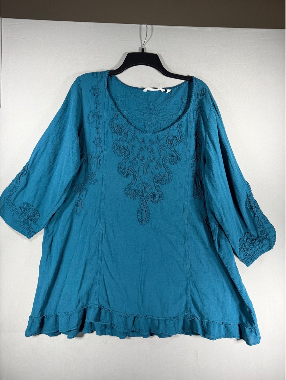 Soft Surroundings Embroidered Blue Tunic Top 2X